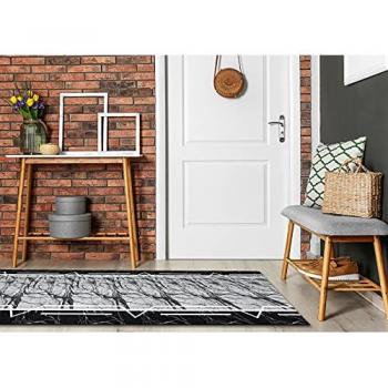 Alfombra de Pasillo RUGSX MARMUR, Antideslizante, Refuerzo de Goma, Diseño Mármol Piedra Gris, Dimensiones 110x380 cm