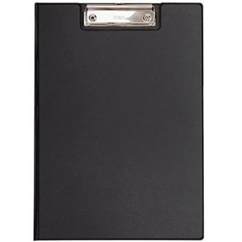 Carpeta Portapapeles A4 MAUL con Cubierta de Folio, Clip Metálico y Bolsillo Interior, Color Negro, Grosor de Sujeción 8mm