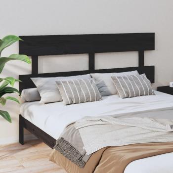 Cabecero de cama negra 164x3x81 cm madera maciza de pino