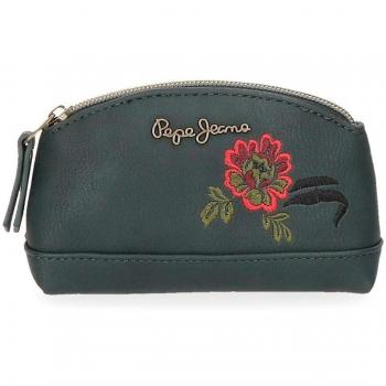 Pepe Jeans Lala Monedero Neceser Verde 14x8x5 cms Piel Sintética