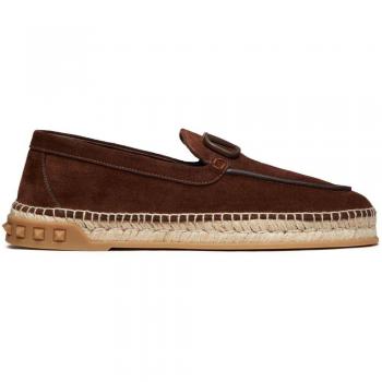 Men's Valentino Garavani Leisure Flows Eco-Suede Espadrilles in Brown | Size 41 | Color KG8