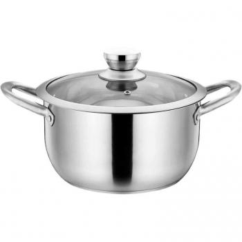 Olla de acero inoxidable 2 piezas con tapa de vidrio templado y doble asa - fácil de limpiar y apta para lavavajillas