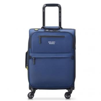 Maleta de cabina Delsey Maubert 2.0 Expandable 55 cm, capacidad de 45L, color azul marino, con ruedas dobles y diseño blando
