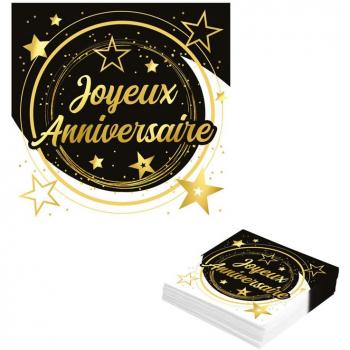 Servilletas Joyeux Anniversaire de 33X33 cms