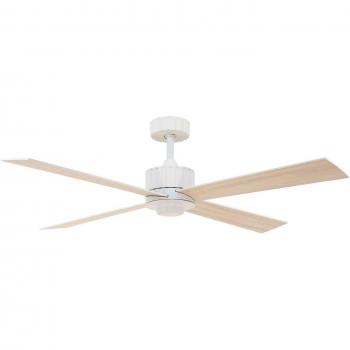 Ventilador de techo Beacon con luz Newport, blanco y roble, silencioso