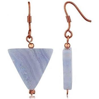 Córdoba Jewels |Pendientes en plata de ley 925 bañada en oro rosa con piedra amatista con diseño Triangle Amatista Oro Rosa Hippie