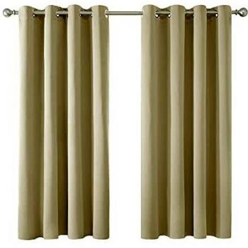 Amazon brand z umi cortinas salon opacas dormitorio moderno con ollaos 2 piezas 132x138cm beige oscuro
