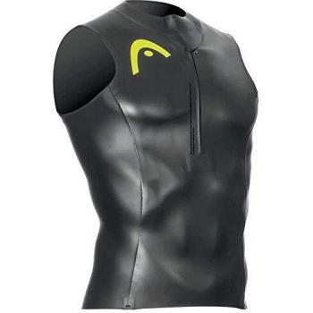Camiseta sin mangas Head Swim Race negra con detalles en verde y amarillo - Talla XS
