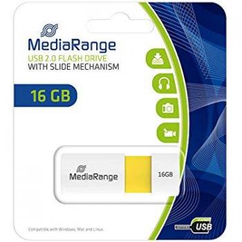 MediaRange MR972 Memoria USB 16 GB con Mecanismo de Deslizamiento, Amarillo