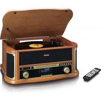 Lenco TCD-2571 Plattenspieler Multifuncional de Madera con USB, DAB+, Cassette y Bluetooth