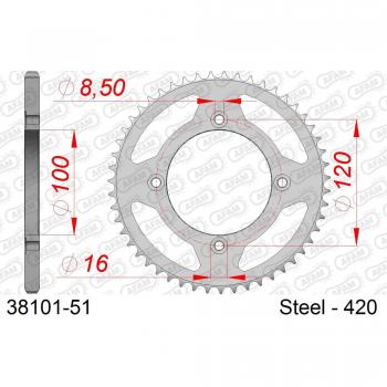 Corona de Acero AFAM 51 Dientes - Paso 420 para Beta RR 50 Enduro (2005-2013)