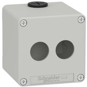 Caja de conexiones Schneider Electric, 80 x 80 x 77mm, carcasa vacía de metal, color gris, con capacidad para 2 puntos de comando de 22 mm