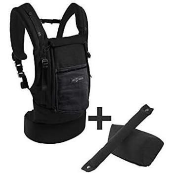 Porte-bebé PhysioCarrier 0-36 meses + Pack Accesorios - Negro con Poche Anthracite - Portage Frontal, Lateral y Espalda - Incluye Elevador y Reposacabezas