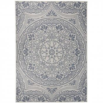 Alfombra de exterior de tejido plano rayas azules 120x170 cm Azul