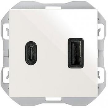 Cargador Doble USB Tipo A+C 30W S270 Blanco con Tecnología Power Delivery, Enchufe de Pared Empotrable y Fácil Instalación