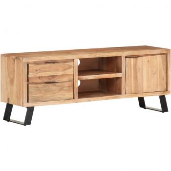 Mueble de TV madera maciza acacia borde natural 120x30x42 cm Marrón