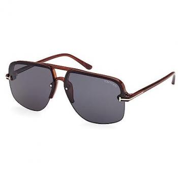 Tom Ford Hugo 02 FT1003 Shiny Aviator Sunglasses - Light Brown/Blue/Grey