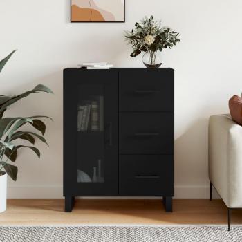 Aparador de madera de ingeniería 69,5x34x90 cm, mueble de almacenaje de salón, buffet para salón, armario auxiliar y armario de almacenamiento en color negro