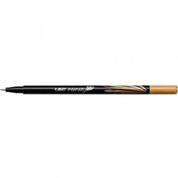 BIC – Lote de 5 bolígrafos de fieltro fineliner Intensity punta análoga metálica fina de 0,4 mm, color marrón