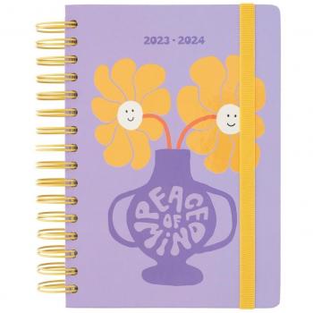 Agenda Escolar 2023/2024 A5 Día Página 12 Meses Kokonote Morado Peace of Mind