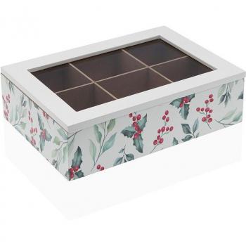 Caja para Infusiones Versa Acebo Madera 17 x 7 x 24 cm