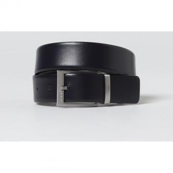 Hugo Boss Men's Black Minimalist Leather Belt - Size 100 cm