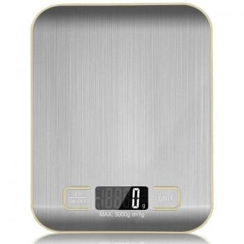 Báscula de Cocina Digital LCD 5Kg Gris con Función de Tara y Pantalla Retroiluminada