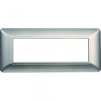 Placa de plástico plateada compatible con Bticino Matix, 6 módulos