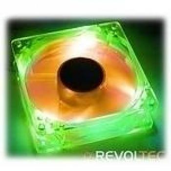 Revoltec RL025. Ventilador con Iluminación LED UV, Marco Verde y Aspas Naranjas 80x80