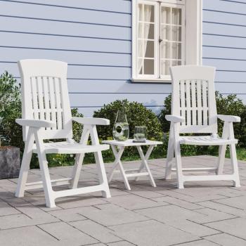 vidaXL Adjustable White Garden Reclining Chairs 2-Pack PP