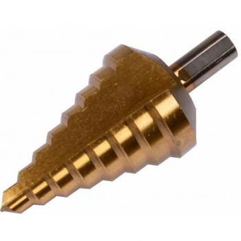 Broca escalonada Yato YT-44742, tipo de producto: broca escalonada, características: fabricada en acero rápido HSS, ideal para perforar metal y plástico, con 6 tamaños diferentes en una sola pieza