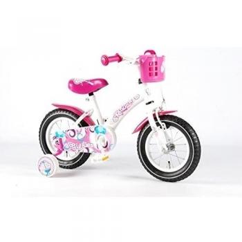 12 Inch Kanzone Giggles White Pink Girls Bike Bicycle Front Carr. Training Wheels