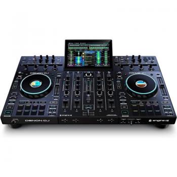 Denon DJ PRIME 4 - Controlador DJ Autónomo y Mezclador con pantalla táctil de 10 pulgadas, cuatro canales, capacidad para reproducir música desde USB o red, efectos integrados, compatibilidad con Serato DJ Pro y