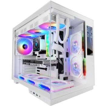 Caja Gaming ATX Mars Gaming MC-Mirage, Pantalla LCD IPS 7,2, Cristal Templado Blanco, Doble Cámara, Soporte Refrigeración Líquida hasta 360mm