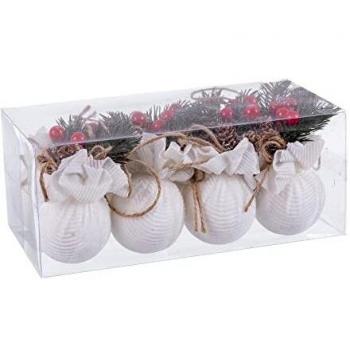 Pack 8 Bolas Navidad Blancas Adorno pinos 9 cm