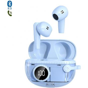 Auriculares TWS M25 con modo música y gaming de baja latencia, pantalla indicadora de carga y base de carga 300mAh