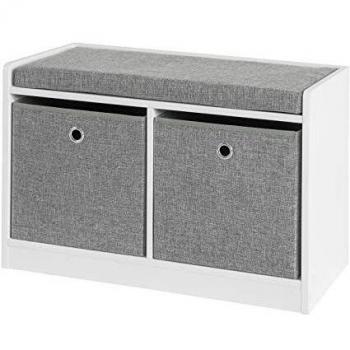 Banco Zapatero de Entrada SoBuy FSR65-K-DG con 2 cajones, Gris, dimensiones L68 x P32 x H45 cm