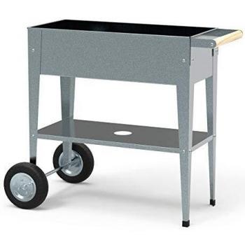 Carro de Jardín Urban con Ruedas, Metal Galvanizado, 75 x 35 x 80 cm, Capacidad 47 L