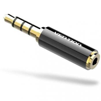 VENTION BFBB0 Adaptador de Audio Jack 3.5mm Macho a 2.5mm Hembra, Color Negro
