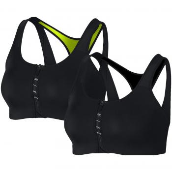 Nike Shape Zip sujetador deportivo Media con sujeción, color negro/V Amarillo/Blanco, S