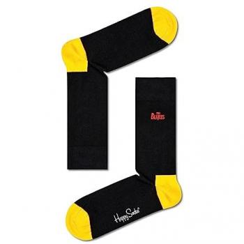 Happy Socks Black Beatles Embroidered Crew Socks