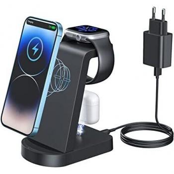 Cargador inalámbrico, INNISTO 3 en 1 Estación Carga inalámbrica Compatible con iPhone 14 13 12 11