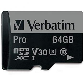 Verbatim Pro 64GB UHS-I MicroSDXC Memory Card with SD Adapter