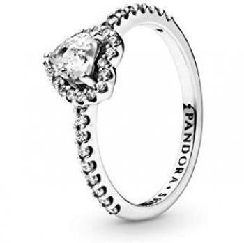 Pandora Elevated Heart Ring in Sterling Silver with Cubic Zirconia - Size 54