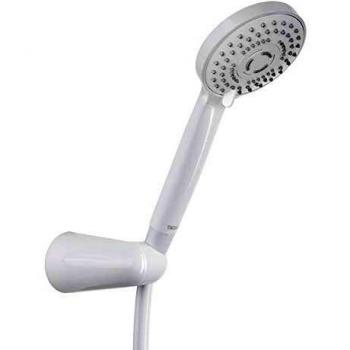 TATAY Kit Alcachofa Ducha Bombay con Soporte y Manguera de 1.5M, 10 cm de Diámetro, de ABS, 1 posición, Sistema de Ahorro de Agua y Antical, Fácil Limpieza, Blanco