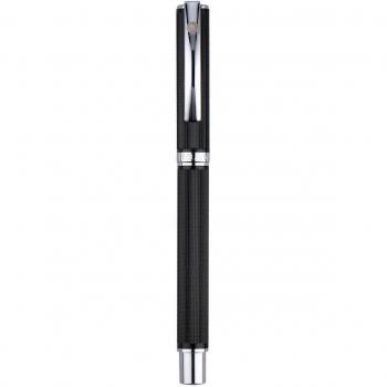 Belius Bolígrafo Roller BB249 con estuche de aluminio textura punteada en caja de diseño Turbo, color negro y plateado