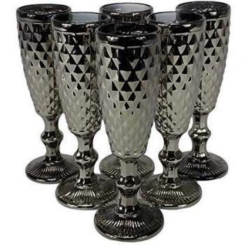 Homevibes Juego de 6 Copas de Champan/Cava, 6x20, Diseño Retro, Cristal De Calidad, Muy Resistente