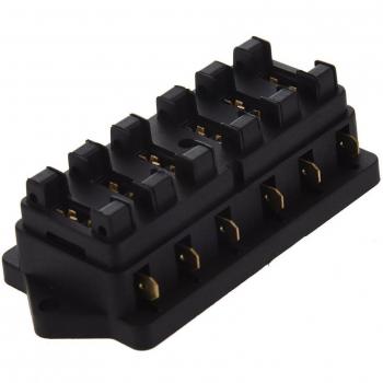SODIAL(R) Coche Universal Camion Vehiculo 6 Via Circuito Automotores Medio de Tamano Hoja Fusible Caja de Bloque Sostenedor Negro