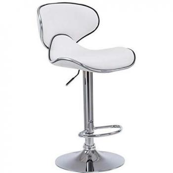 Taburete de Bar Las Vegas V2 Blanco Cromado con Asiento de Similcuero, Ajustable y Giratorio