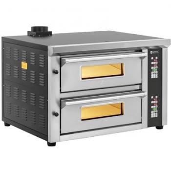 Horno Eléctrico para Pizza Digital - 4+4 x 33 cm - 2 Cámaras - 8400 W - 400 V - Piedra de Schamott - Royal Catering